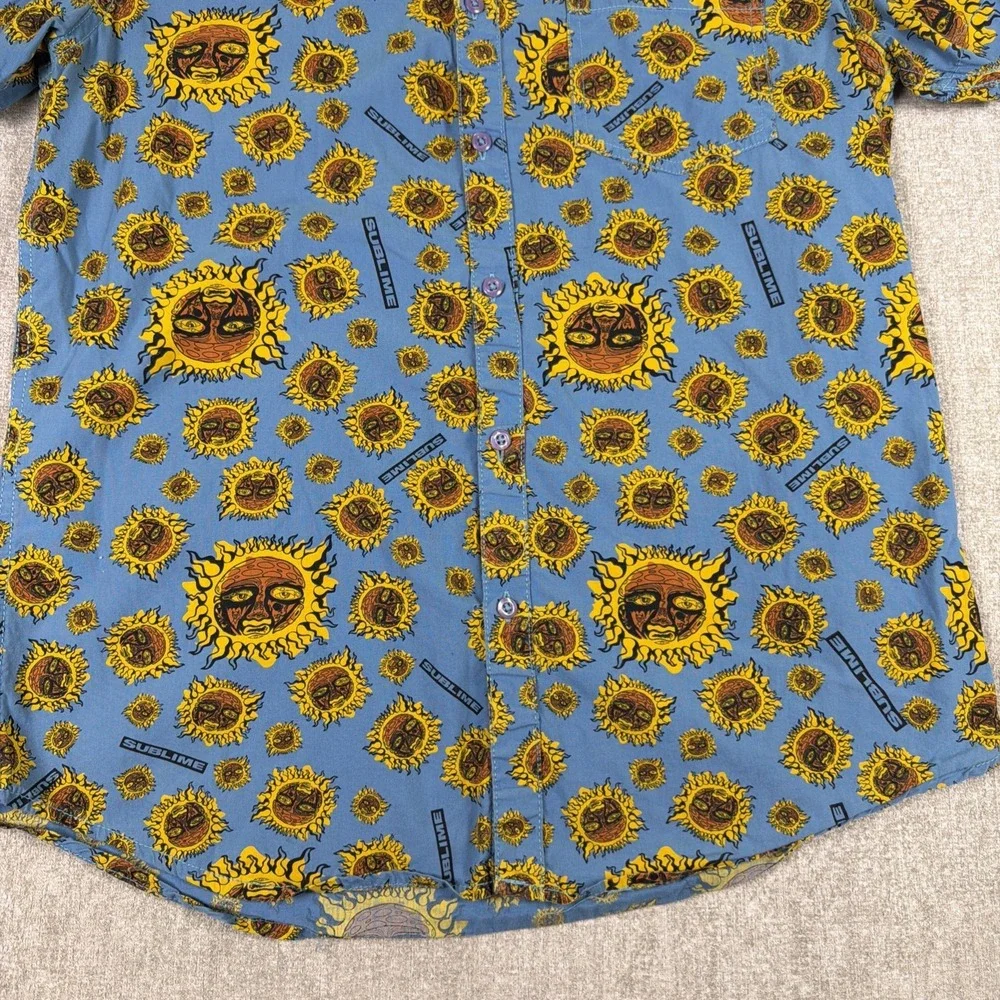 Sublime Shirt Men Sz Medium 4:20 Sun All-Over Print Button Down Short sleeve